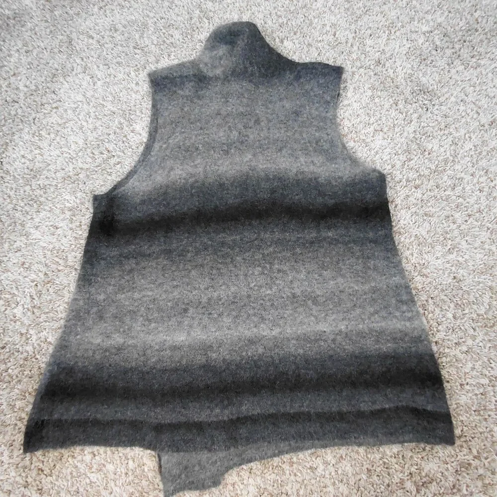 Eileen Fisher Open Cardigan Sweater Womens Large Grey Ombre Mohair Sleeveless